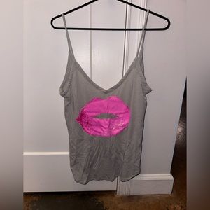 Chaser Pink Lips Tank Top medium